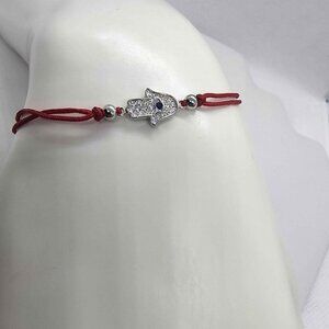 Sterling Slver 925 Hamsa Design With Red String Bracelet